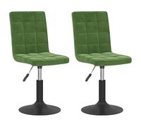 vidaXL 2X Chaises Pivotantes de Salle à Manger Chaises à Dîner Sièges de Cuisine Chaises de Repas Hauteur Réglable Intérieur Vert Foncé Velours