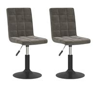 vidaXL Chaises pivotantes de salle à manger d'intérieur Lot de 2 réglables Velours gris foncé