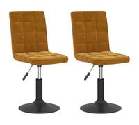 vidaXL 2X Chaises Pivotantes de Salle à Manger Chaises à Dîner Sièges de Cuisine Chaises de Repas Hauteur Réglable Intérieur Marron Velours