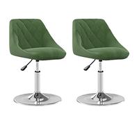 vidaXL 2X Chaises Pivotantes de Salle à Manger Fauteuils à Dîner Sièges de Cuisine Chaises de Repas Intérieur Hauteur Réglable Vert Foncé Velours
