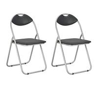 vidaXL 2X Chaises Pliantes de Salle à Manger Chaises à Dîner Chaises de Cuisine Chaises de Repas Chaises de Salon Maison Intérieur Noir Similicuir