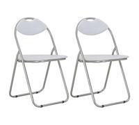vidaXL 2X Chaises Pliantes de Salle à Manger Chaises à Dîner Chaises de Cuisine Chaises de Repas Chaises de Salon Maison Intérieur Blanc Similicuir