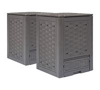 vidaXL Composteur de jardin 2 pcs. Marron 60x60x83cm 600 L plastique rotin