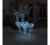 vidaXL 2X Décorations de Noël de Renne Ornement de Noël Rennes Lumineux Décoration de Fête Maison Intérieur Acrylique 120 cm Blanc Froid