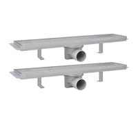 vidaXL 2X Drain de Douche Linéaire 530x140 mm Acier INOX Caniveau de Douche