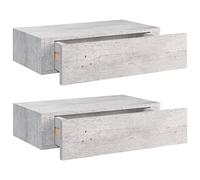 vidaXL Étagères murales flottantes à tiroir 2x pour salon Gris béton MDF 40x23,5x10 cm
