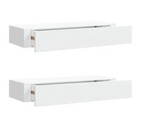 vidaXL 2X Etagères à Tiroirs Murales Armoires Flottantes Etagères Suspendues Supports Muraux Salon Salle de Séjour Maison Blanc 60x23,5x10 cm MDF