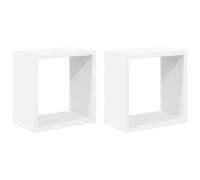 vidaXL 2X Etagères Cube Murales Etagères Suspendues Etagères Flottantes Salon Chambre Salle de Séjour Maison Intérieur Blanc 26x15x26 cm