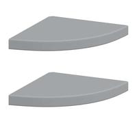 vidaXL 2X Etagères d'angle Flottantes Etagères Murales Bibliothèque Supports Panneaux Muraux Salon Chambre Intérieur Gris 35x35x3,8 cm MDF