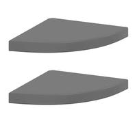vidaXL 2X Etagères d'angle Flottantes Etagères Murales Bibliothèque Supports Panneaux Muraux Salon Chambre Intérieur Gris Brillant 35x35x3,8 cm MDF