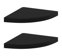 vidaXL 2X Etagères d'angle Flottantes Etagères Murales Bibliothèque Supports Panneaux Muraux Salon Chambre Intérieur Noir 35x35x3,8 cm MDF