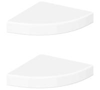 vidaXL 2X Etagères d'angle Flottantes Etagères Murales Bibliothèque Supports Panneaux Muraux Salon Chambre Intérieur Blanc Brillant 25x25x3,8 cm MDF