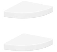 vidaXL 2X Etagères d'angle Flottantes Etagères Murales Bibliothèque Supports Panneaux Muraux Salon Chambre Bureau Intérieur Blanc 25x25x3,8 cm MDF
