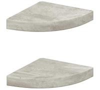 vidaXL 2X Etagères d'angle Murales Etagères Flottantes Suspendues Salon Salle de Séjour Maison Intérieur Gris Béton 25x25x3,8 cm MDF