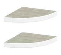vidaXL Étagères d'angle murales flottantes 2 pcs Chêne et blanc 35x35x3,8 cm MDF