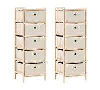vidaXL 2X Étagères de Rangement avec 5 Paniers en Tissu Beige Cèdre Mobilier