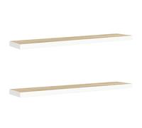 vidaXL 2X Etagères Flottantes Murales Etagères Suspendues Supports Muraux Salon Salle de Séjour Maison Chêne et Blanc 120x23,5x3,8 cm MDF