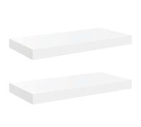vidaXL 2X Etagères Murales Flottantes Etagères Suspendues Supports Muraux Bibliothèque Salle de Séjour Intérieur Blanc Brillant 50x23x3,8 cm MDF