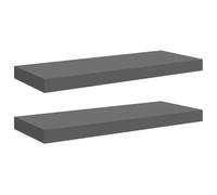 vidaXL 2X Etagères Murales Flottantes Etagères Suspendues Supports Muraux Bibliothèque Salle de Séjour Intérieur Gris Brillant 60x23,5x3,8 cm MDF