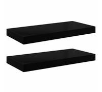 vidaXL Étagères murales flottantes Lot de 2 Noir brillant MDF 50x23x3,8 cm