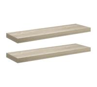 vidaXL 2X Etagères Murales Flottantes Etagères Suspendues Supports Muraux Bibliothèque Salle de Séjour Intérieur Couleur de Chêne 80x23,5x3,8 cm MDF