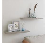 vidaXL 2x Etagères Murales Flottantes Etagères Suspendues Supports Muraux Salon Salle de Séjour Maison Intérieur Gris Béton 60x23,5x3,8 cm MDF Gris G