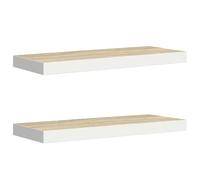 vidaXL 2X Etagères Murales Flottantes Etagères Suspendues Supports Muraux Salon Salle de Séjour Maison Intérieur Chêne et Blanc 60x23,5x3,8 cm MDF