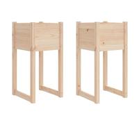 vidaXL 2X Jardinières Pots de Fleurs de Jardin Bacs à Fleurs Lits Surélevés Terrasse Balcon Patio Extérieur 40x40x81 cm Bois Massif de Pin