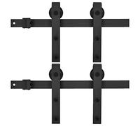 vidaXL Kit de fixation pour porte coulissante – Acier 200 cm – 2 pièces – Noir