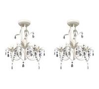 vidaXL 2x Lustres Suspendus à Cristaux Plafonnier Lampe Suspendue Luminaire Eclairage Salon Salle à Manger Salle de Séjour 278738