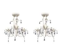 vidaXL 2x Lustres Suspendus à Cristaux Plafonnier Lampe Suspendue Luminaire Eclairage Salon Salle à Manger Salle de Séjour 278738