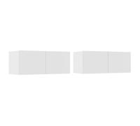 vidaXL 2X Meubles TV Centres de Divertissement Armoires Multimédia Meubles de Salle de Séjour Intérieur Blanc 80x30x30 cm Bois d'Ingénierie