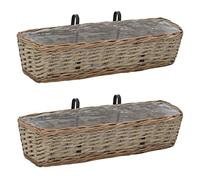 vidaXL 2X Panier de Rangement Osier Revêtement PE Rotin Bac de Stockage Boîte