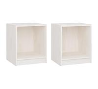 vidaXL 2X Pin Massif Tables de Chevet Tables de Nuit Armoires de Chevet Armoires de Lit Chambre à Coucher Intérieur Blanc 35,5x33,5x41,5 cm