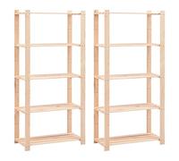 vidaXL 2X Pin Solide Etagères de Rangement à 5 Niveaux Unité de Rangement Stockage Atelier Cuisine Salle de Lavage Garage 250 kg 80x38x170 cm