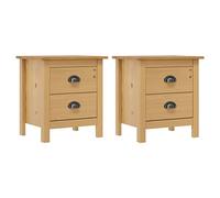 vidaXL Tables de chevet Hill Range 2 pcs Pin solide 46x35x49,5 cm Brun G