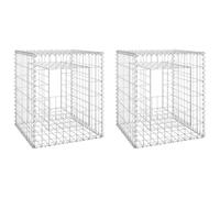 vidaXL 2x Poteaux à Panier de Gabion Poteaux à Jardinière de Gabion de Patio Jardin Terrasse Extérieur Projets de Jardinage 50x50x60 cm Fer