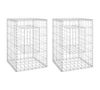 vidaXL 2x Poteaux à Panier de Gabion Poteaux à Jardinière de Gabion de Patio Jardin Terrasse Extérieur Projets de Jardinage 40x40x60 cm Fer
