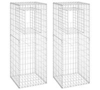 vidaXL 2x Poteaux à Panier de Gabion Poteaux à Jardinière de Gabion de Patio Jardin Terrasse Extérieur Projets de Jardinage 50x50x140 cm Fer