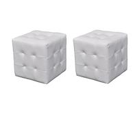 vidaXL 2X Pouf Cube Capitonné Bout de Canapé Tabouret Repose-Pied Chambre
