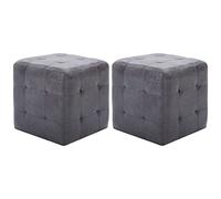 vidaXL 2X Poufs Tabouret Cube de Salle de Séjour Repose-Pied de Salon Ottoman Chambre à Coucher Maison Intérieur Confortable Gris Similicuir Daim