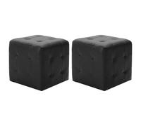 vidaXL 2X Poufs Tabouret Cube de Salle de Séjour Repose-Pied de Salon Ottoman Chambre à Coucher Maison Intérieur Confortable Noir Similicuir