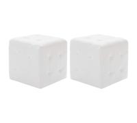 vidaXL 2X Poufs Tabouret Cube de Salle de Séjour Repose-Pied de Salon Ottoman Chambre à Coucher Maison Intérieur Confortable Blanc Similicuir