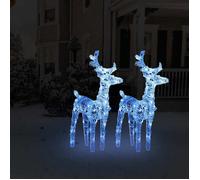 vidaXL Rennes de Noël 2 pcs 80 LED Bleu Acrylique