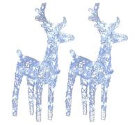 vidaXL 2x Rennes de Noël 80 LED Rennes Éclairés Décoration de Vacances Ornement de Noël Décoration de Fête Maison Intérieur Blanc Froid Acrylique