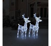 vidaXL 2x Rennes de Noël 80 LED Rennes Éclairés Décoration de Vacances Ornement de Noël Décoration de Fête Maison Intérieur Blanc Froid Acrylique Blanc G