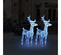 vidaXL Rennes de Noël 2 pcs 80 LED Bleu Acrylique