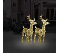 vidaXL Rennes de Noël 2 pcs 80 LED Blanc chaud Acrylique
