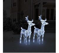 vidaXL 2x Rennes de Noël 80 LED Rennes Éclairés Décoration de Vacances Ornement de Noël Décoration de Fête Maison Intérieur Blanc Froid Acrylique