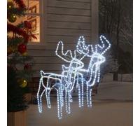 2x Rennes de Noël avec Têtes Mobiles Décoration de Noël Ornement de Vacances Décoration de Fête Ornement de Jardin Blanc Froid 76x42x87 cm